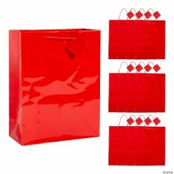 Flash Sale ✔️ 10 1/2" x 13" Large Red Gift Bags with Tags - 12 Pc. 🔔