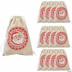 Flash Sale π 10" x 15" Large Merry π
Christmas Canvas Drawstring Gift Bags - 12 Pc. π₯