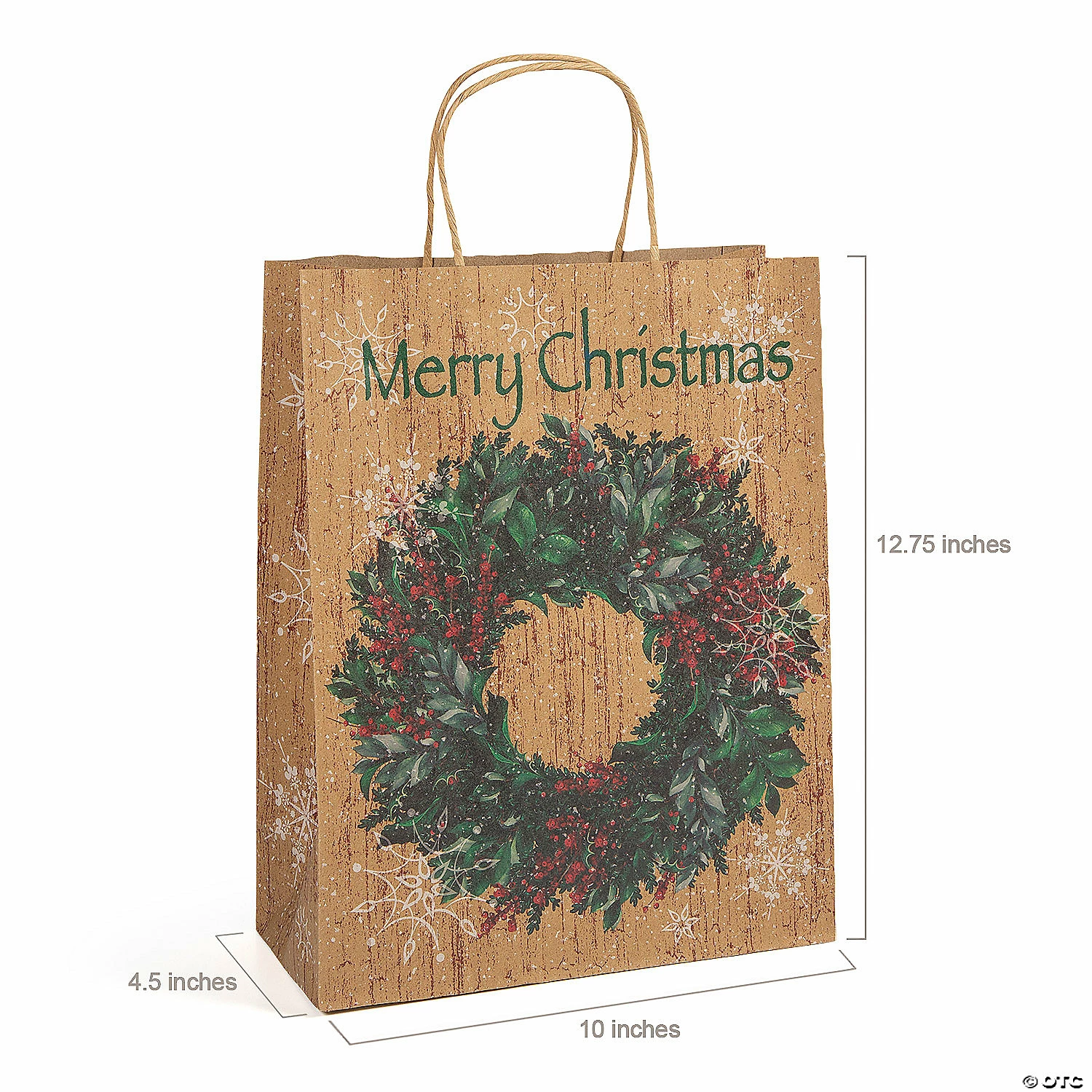 Buy π 10" x 4 1/2" x 12 3/4" Large Holiday Wreath Kraft Paper Gift Bags - 12 Pc. 𧨠4 Buy π 10" x 4 1/2" x 12 3/4" Large Holiday Wreath Kraft Paper Gift Bags - 12 Pc. 𧨠- Image 2