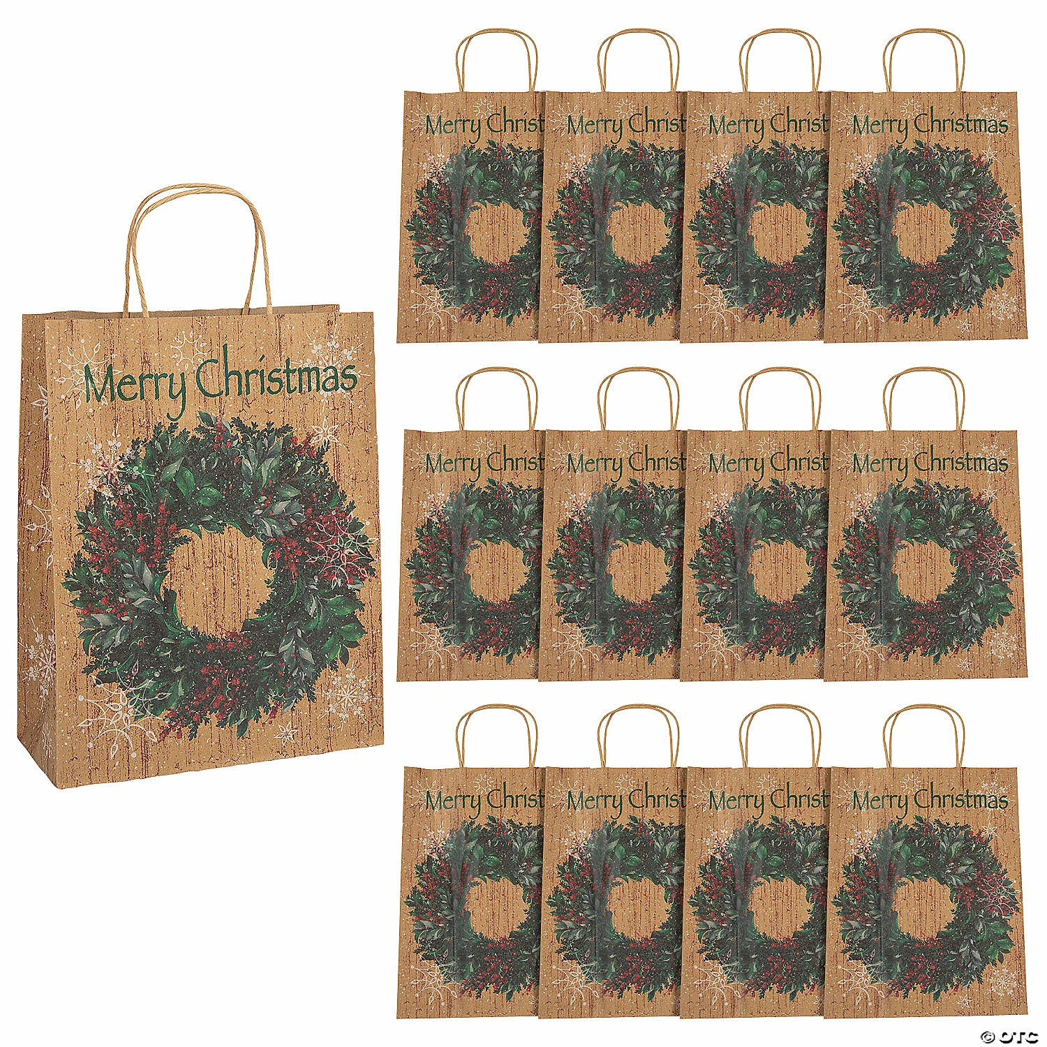 Buy π 10" x 4 1/2" x 12 3/4" Large Holiday Wreath Kraft Paper Gift Bags - 12 Pc. 𧨠3 Buy π 10" x 4 1/2" x 12 3/4" Large Holiday Wreath Kraft Paper Gift Bags - 12 Pc. π§¨