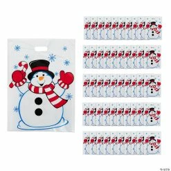 Best Pirce 🔥 12" x 17" Plastic Snowman Goody Bags - 50 Pc. 🎉