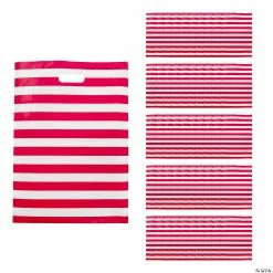 Coupon ๐ 17" x 12" Red & White Striped Plastic Treat Bags - 50 Pc. ๐ฅ
