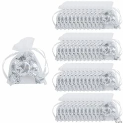 Budget π 2 1/2" x 3 1/2" Bulk Mini White Organza Drawstring Treat Bags - 150 Pc. β