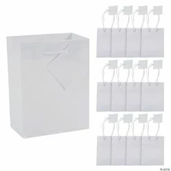 Coupon ✨ 4 1/2" x 2 1/2" x 5 3/4" Small White Paper Gift Bags - 12 Pc. ✨