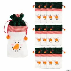 Best deal π 4" x 8 1/2" Medium Snowman Polyester Drawstring Treat Bags - 12 Pc. β€οΈ