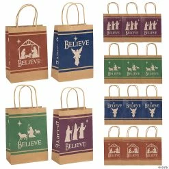 Cheapest ✔️ 6 1/2" x 3 1/2" x 9" Medium Nativity Silhouette Kraft Paper Gift Bags - 12 Pc. 😉