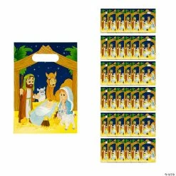 Cheap ๐ 6 1/2" x 9" Medium Nativity Party Plastic Goody Bags - 36 Pc. ๐