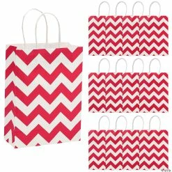 Cheap 🤩 6 1/2" x 9" Medium Chevron Kraft Paper Gift Bags - 12 Pc. ⭐