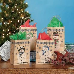 Outlet 🎉 6 1/2" x 9" Medium Snowman Kraft Paper Gift Bags - 12 Pc. ⭐ -Outlet Containers Store 6 1 2 x 9 medium snowman kraft paper gift bags 12 pc 4 1417 ipc