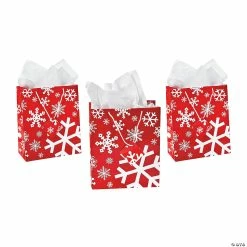 Top 10 😉 7 1/4" x 9" Medium Red & White Snowflake Gift Bags with Tags - 12 Pc. 😍