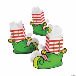 Wholesale 🤩 8 1/2" x 8" Medium Elf Boot Gift Bags - 12 Pc. 😉