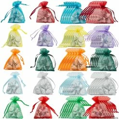 Budget π Bulk 2 1/4" x 3 1/2" Mini Colorful Organza Drawstring Treat Bags - 50 Pc. β
