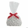 Promo ⭐ Medium Clear Cellophane Bags with Red Bow Kit - 50 Pc. 😉