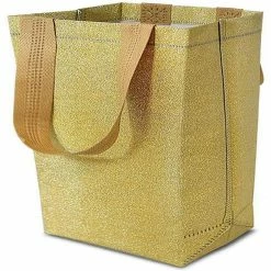 Best deal ✔️ OccasionAll- Medium-Small Metallic Gold Reusable Glitter Gift Bags with Handles, 🥳 Birthday Party Favor Bags Bags for Weddings, Holidays, 8x4x10" 12 Pcs 💯
