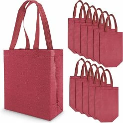 Best reviews of 😍 OccasionAll- Medium-Small Metallic Red Reusable Glitter Gift Bags with Handles, 🥳 Birthday Party Favor Bags Bags for Weddings, Holidays, 8x4x10" 12 Pcs ⌛