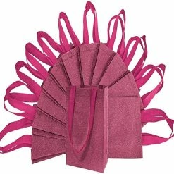 Promo 🧨 OccasionALL- Small Metallic Red Reusable Glitter Gift Bags with Handles, 🎂 Birthday Party Favor Bags Bags for Weddings, Holidays and All Occasions 12 Pack 6x3x8 😉