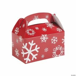 Discount 🧨 Red & White Snowflake Favor Boxes - 12 Pc. 👍