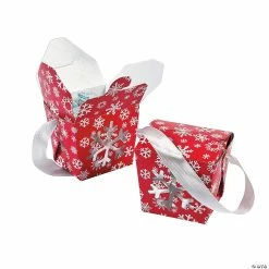 Discount ✔️ Red & White Snowflake Takeout Boxes - 24 Pc. ⌛
