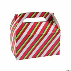 Best Pirce 🛒 Red, Green & White Stripe Treat Boxes - 12 Pc. 🔥